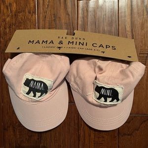 NWT Rae Dunn Mama and Mini Matching Pink Bear Hats
